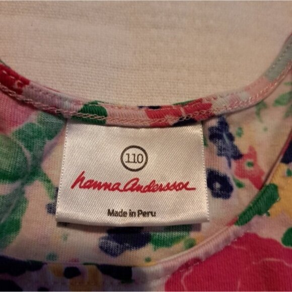 Hanna Andersson girls size 5 tank style dress floral print, twirling & tiered - Picture 4 of 5